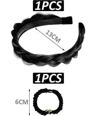 1 Piece Fluffy Braided Headband and 2 Pieces Letter Elastic Hair Accessories Wide Padded Headband Wig Braid Headband Fluffy Invisible Headband (Black) - Buy Online on GoSupps.com