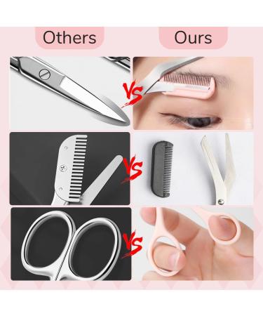 2024 Eyebrow Trimmer Scissors - Precision Non-Slip Hair Removal Tool with Comb | Pink Makeup Essential - Buy Online on GoSupps.com