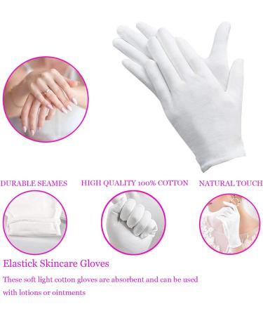 White Cotton Moisturizing Gloves for Women - 10 Pairs | Soft, Elastic Skincare & Working Gloves for Dry Hands, Jewelry Inspection | One Size Fits Most - Buy Online on GoSupps.com