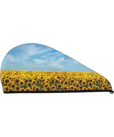 Blooming Sunflower Microfiber Hair Towel for Women - Soft Super Absorbent Coral Velvet Quick Dry Wrap for Long Curly & Thick Hair - Buy Online on GoSupps.com