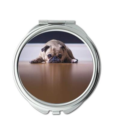 Mirror makeup mirror Pug Dog Puppy Grumpy Cute Animal Pet Wrinkly Pocket Mirror portable mirror