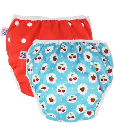 Pink & Blue 2-part swimming diaper Swimming trousers Baby and reusable swimming trunks for boys and girls (4.5-16 kg or 7-20.5 kg) environmentally friendly for the fur (fruit m) fruits m (2 Pack)