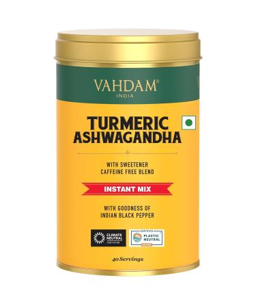 VAHDAM Golden Milk Powder/Turmeric Ashwagandha Latte Mix (40 Cups) 3.53oz/100g | Caffeine-Free Non GMO Gluten Free | Brew Hot/Iced Tea Or Turmeric Latte