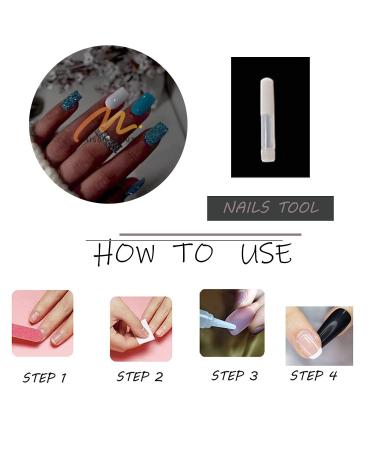 MISUD Short Square Press on Nails - Glossy Summer Blue Acrylic Nails | 24 pcs Squoval DIY False Nails with Bling Glitter Design - Buy Online on GoSupps.com