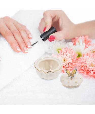 TOVINANNA Nail Dappen Dish Butterfly Ceramic Nail Cup Acrylic Liquid Powder Container Holder with Lid Ceramic Cup Nail Liquid Bowl - Buy Online on GoSupps.com