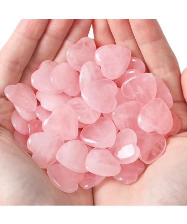 XIANNVXI 15 Pcs Rose Quartz Crystal Heart Stones Love Puff Palm Pocket Stones Natural Reiki Healing Gemstones Heart Crystals Set Pink - Rose Quartz