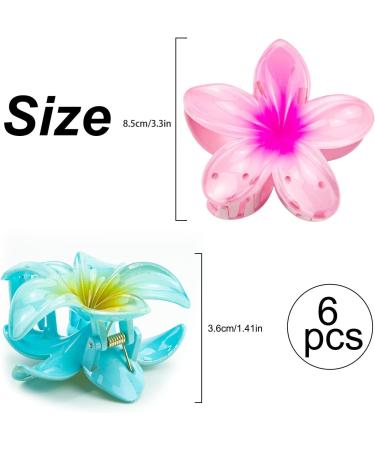 Hawaiian Flower Hair Clips for Women 6 Pack Flower Hair Claw Clips for Thin Hair Large Claw Clips for Thick Hair Beach Hair Accessories for Girls (Multicolor 6 Pieces) - Buy Online on GoSupps.com
