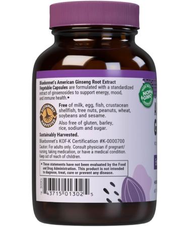 BlueBonnet American Ginseng Root Extract Supplement 60 Count - Buy Online on GoSupps.com