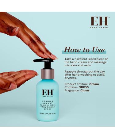 Emma Hardie Moringa Luxury Hand and Nail Treatment 120ml | SPF 30 Sun Protection | Vegan & Cruelty-Free - Buy Online on GoSupps.com