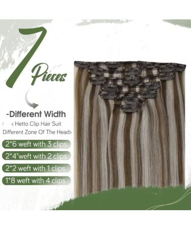 Hetto Clip-In Real Hair Extensions 40 cm Golden Brown & Blonde Highlights (#10/613) 100g Human Hair for Effortless Volume & Style - Buy Online on GoSupps.com