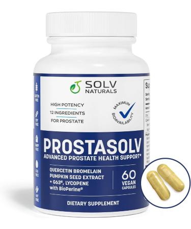 SOLV NATURALS PROSTASOLV Prostate Support for Men's Health - Urinary & Prostate Health Formula with Quercetin Bromelain Beta-Sitosterol Saw Palmetto for Pelvic & Prostate Comfort -60 Caps - Buy Online on GoSupps.com