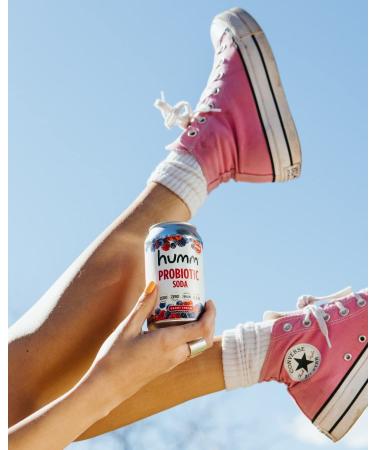Humm Sparkling Probiotic Berry Cream Soda - Zero Sugar & Calorie, 2 Billion Probiotics, Vitamin C, D, and B12 - 12 fl oz (Pack of 6) - Buy Online on GoSupps.com