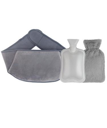Hot Water Bottle with Belt Rubber Warm Water Bag with Soft Plush Hand Waist Warmer Cover Hot Water Bag for Pain Relief Neck Shoulder Back Legs Waist Warm