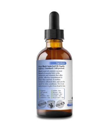 Organic Black Seed Oil 4oz - Cold-Pressed, Unrefined, Chemical-Free - Natural Moisturizer for Hair & Skin - Bella Terra Oils - Buy Online on GoSupps.com