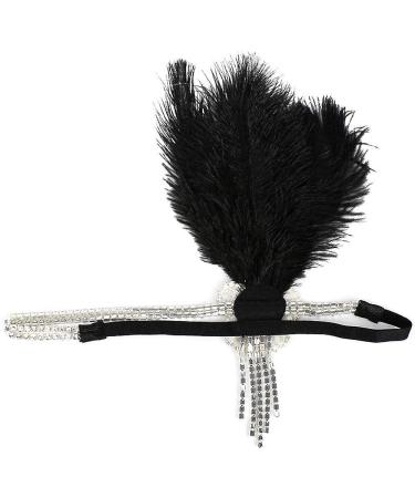 Great Gatsby Flapper Headband - Vintage Crystal Rhinestone Tassel Hairband in Black - Buy Online on GoSupps.com