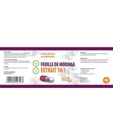 Moringa Leaf Equivalent to 5 000mg (500mg of 10:1 extract) 90 Vegan Third Party Tested Laboratory Tested High Strength Supplement - Buy Online on GoSupps.com