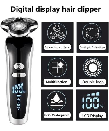 Buy 4D Silver Electric Shaver & Beard Trimmer Set for Men | International Shipping Available - Buy Online on GoSupps.com