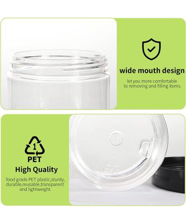 40 Pack 180ml Clear Plastic Jars with Black Lids | Refillable Round Containers for Slime & Beauty Products | Includes Pen & 80 Labels | 6oz - 40 Pack - Buy Online on GoSupps.com