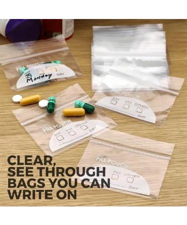 200 Piece Resealable Zipper Locking Pill Pouches | Daily AM PM Travel Medicine Organizer with Clear Write-On Labels for Vitamins & Medications - Buy Online on GoSupps.com