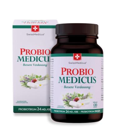Swissmedicus probiomedicusprobiomedicus - 120 vegan capsules - healthy digestion with 24 md KBE - natural support for digestion and immune system - without additives