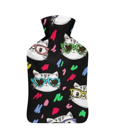 Hot Water Bottle With Lid Cat Pattern Rubber Hot Water Bag For Pain Relief Cramps Foot Warmer Hot And Cold Therapy