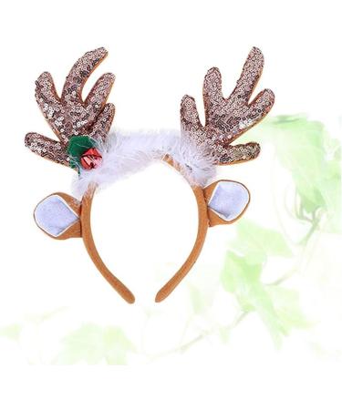 Amosfun Christmas Reindeer Headband Sequins Feather Animal Antler Ear Hair Hair Headwear Hat Headdress For Christmas Celebration Costume Cosplay Accessory (Coffee) - Buy Online on GoSupps.com