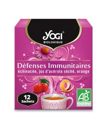 Yogi Biologique D fenses Immunitaires Infusion 100% Bio chinac e Jus d'Ac rola s ch et Orange 12 Sachets thermosoud s et sans agrafe 24 g 311011 D fense Immunitaire