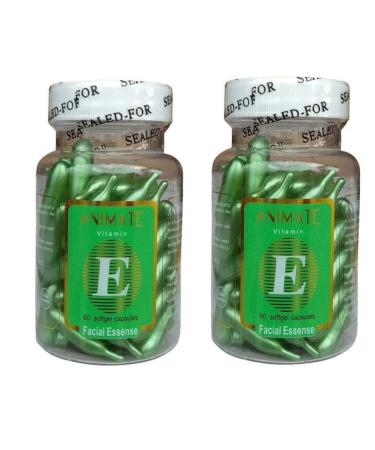 Verem Animate Vitamin E 60 Soft Gel Capsules Facial Essense Multicolour Combo Pack of 2