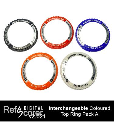 RefStuff RefScorer A 5 Pack Interchangeable Top Ring Bezels for The Digital New v2.021 Referee Watch Pack A (Original Silver Black Red Navy Dark Blue Orange and White) - Buy Online on GoSupps.com