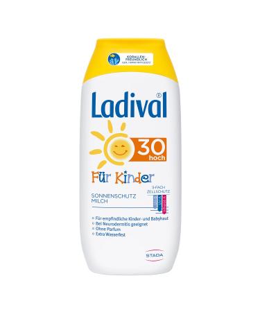 Ladival children sun milk LSF 30- perfume-free sun protection lotion for children- without color and preservatives- waterproof- 1 x 200 ml - Buy Online on GoSupps.com
