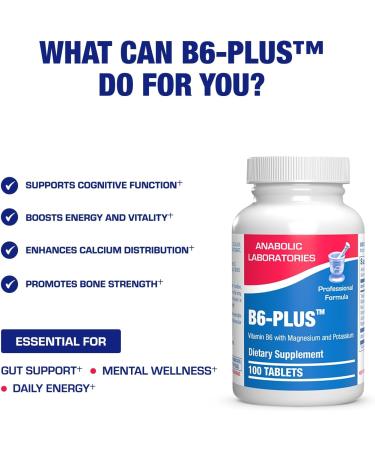Calcium Magnesium B6 Supplement - Clinically Formulated Vitamin B6 50mg Complex for Energy Metabolism Krebs Cycle Heart Bone and Nerve Support with B1 B2 Niacin and Potassium (100 Servings) - Buy Online on GoSupps.com