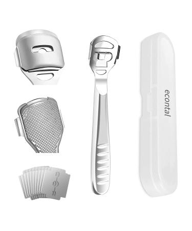 Econtal corneahobel corneal remover corneal rasp foot corneal charmer for foot care foot plane with stainless steel handle 10 blades and box