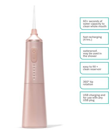 Supersmile Professional Zina Water Flosser | Rechargeable Cordless Teeth & Gum Flosser - Rose Gold | International Shipping Available - Buy Online on GoSupps.com