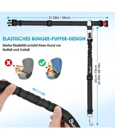 Slowton 2-in-1 Dog Car Belt & Headrest Retention Buckle - Adjustable Reflective & Universal - A.Schwarz (2Pcs) - Buy Online on GoSupps.com