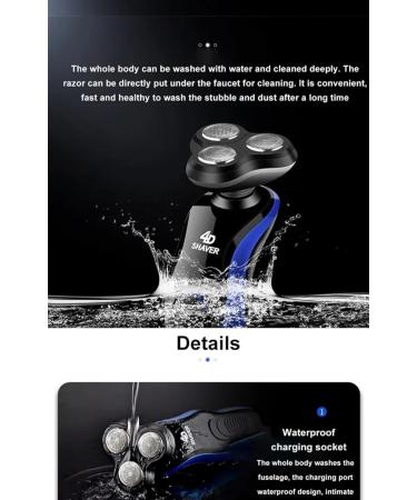 Electric Shaver for Men Rechargeable Wet/Dry Waterproof Cordless Portable Ideal Gift Beard Shaver Head shaver 4D Rotary 4-in-1 Face Nose Hair Trimmer - Buy Online on GoSupps.com