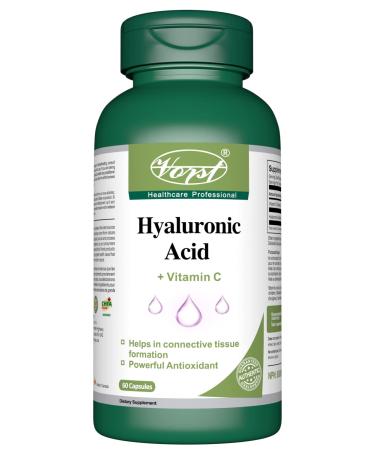 Hyaluronic Acid 75mg with Vitamin C 60 Capsules Supplement for Skin and Joints Alternative to Serum | High Molecular Weight | Powder Pills | 1 Bottle 60 count (Pack of 1)