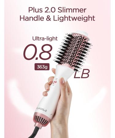 PLAVOGUE Dual Voltage Hair Dryer Brush | 100M Ionic Volumizer | White-Pink - Perfect for International Shipping - Buy Online on GoSupps.com