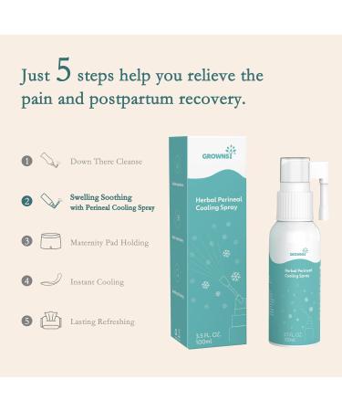 GROWNSY Perineal Cooling Spray - Postpartum Pain Relief & Herbal Care for After Birth Recovery - Buy Online on GoSupps.com
