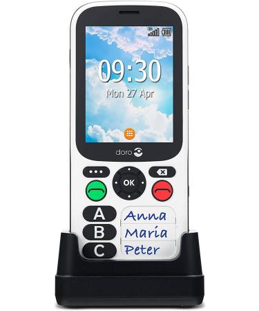 Doro 780X Unlocked 4G Dual SIM Easy Mobile Phone for Elderly with Simplified Keypad GPS Localisation and Charging Cradle Included UK and Irish Version (White/Black)
