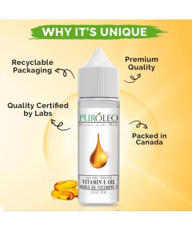 PUROLEO Vitamin E Oil 2 FL Oz/60 ML (Packed in Canada) For Skin Hair Face vitamins Liquid pure Vitamine Pure Oil Ideal for Sensitive vitamin e oil for skin vitamin e oil for face vitamin e oil for hair vitamin-e oil 60 ml (Pack of 1) - Buy Online on GoSupps.com