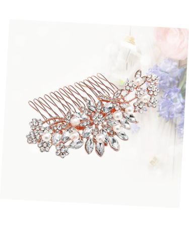 Didiseaon 1pc Hair Scrunchie Chiffon Hair Side Comb Gold Hair Comb Clip Hair Jewelry for Wedding Crystal Hair Comb Jeweled Hair Combs Pearl Hair Comb Veil Hair Comb Flowers Rose Gold Bride - Buy Online on GoSupps.com