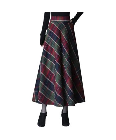 Winter ladies skirt adjustable lace trim a-line ball dress ladies slot with high elastic waist wrap rocker dress winter midi winter skirt fold rock green xxl