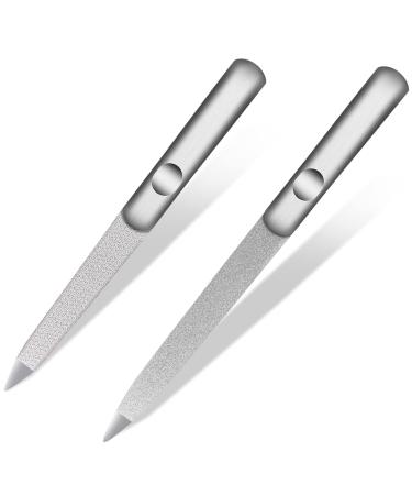 Metal Nail File  2Pcs Nail File for Natural Nails  Stainless Steel Nail Files Double-Sided for Mothers Day Gifts  Diamond Nail File Washable and Reusable Nail File Metal
