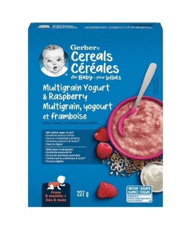GERBER CEREAL Stage 3 - Wheat with Yogourt & Raspberry Baby Food Cereal 8+ months 227 g 6 Pack - PACKAGING MAY VARY Wheat with Yogourt Raspberry