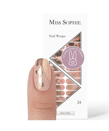 Miss Sophie Nail Wraps - 24 Ultra-Thin-self-Adhesive Long-Lasting Nail Wraps Classy Copper 24