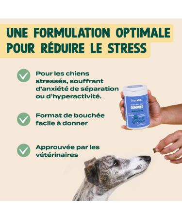 FRANKLIN Food Supplement for Dogs Calming Dog Anti-Stress Reduces Anxiety Natural Active Ingredients All Ages 100 Bites 150g - Buy Online on GoSupps.com