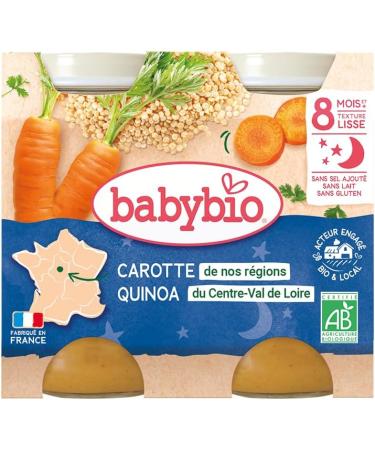 Babybio - Good Night - Small Milled Pots of Quinoa Landes Carrot 2x200 g - PACK of 6 - 8 Months - ORGANIC - Buy Online on GoSupps.com