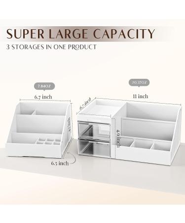 Large Capacity Makeup Organizer with Drawers for Vanity - White/Clear - Buy Online on GoSupps.com