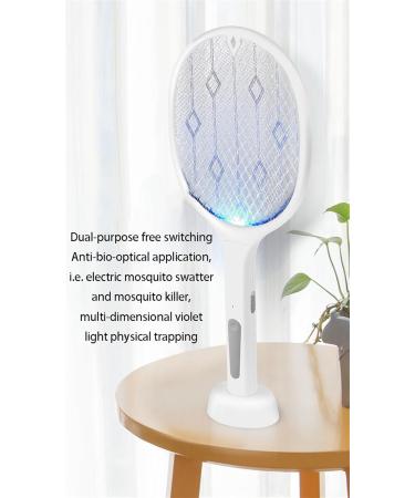 Electric Fly Swatter 3000V Bug Zapper Racket Dual Modes Mosquito Killer with Purple Mosquito Light Rechargeable for Indoor and Outdoor Home Office Backyard Patio Camping(Color:White) - Buy Online on GoSupps.com