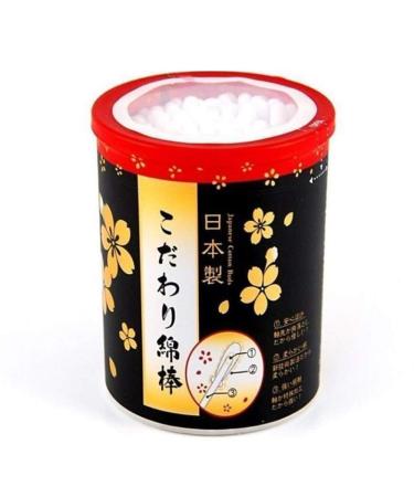 Daiso Japan - 120pcs Cotton Swabs with Paper Sticks Axis Beauty Q-Tips with Sakura Case - Made in Japan by Ametsus